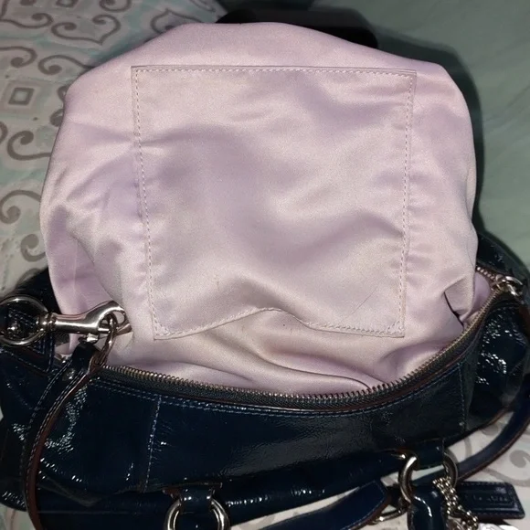 Coach Glossy Navy Leather Satchel - Picture 6 of 16